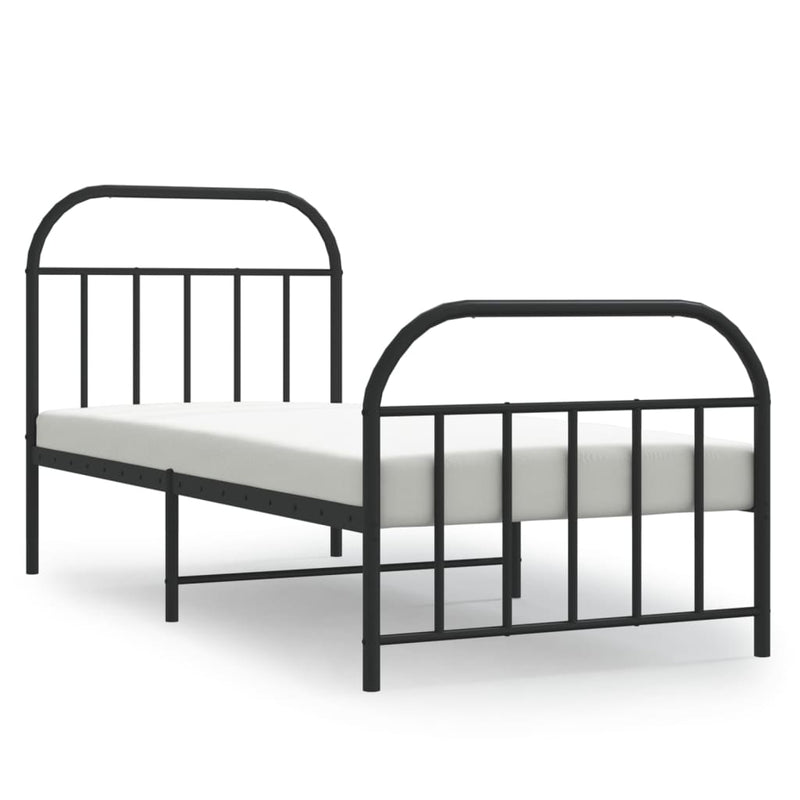 vidaXL fekete fém ágykeret fej- és lábtámlával 90 x 190 cm