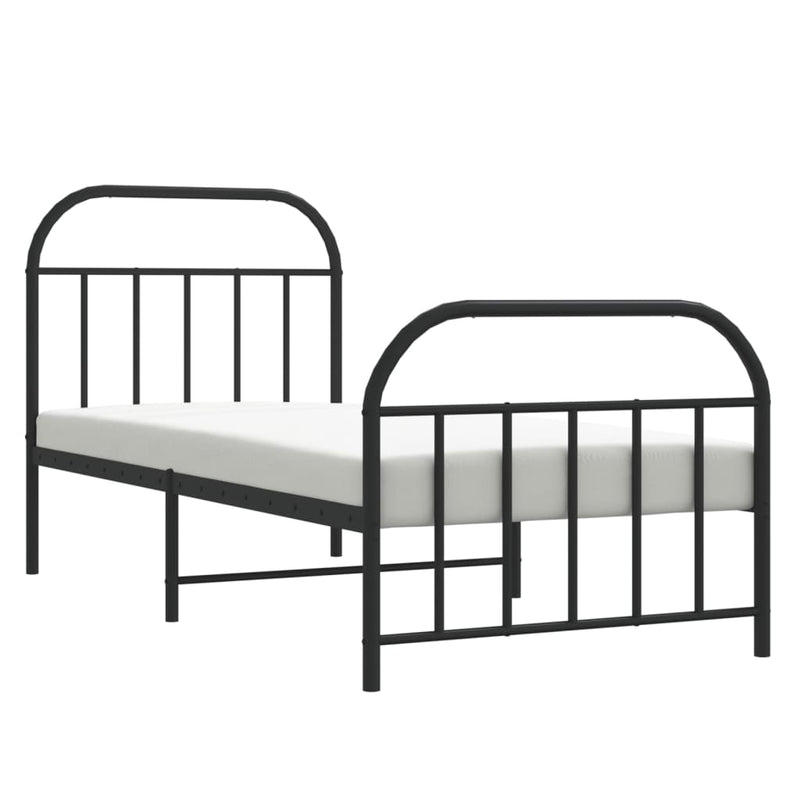 vidaXL fekete fém ágykeret fej- és lábtámlával 90 x 190 cm