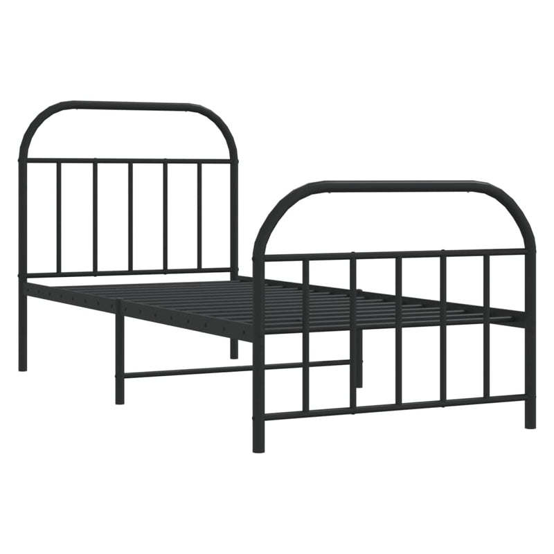 vidaXL fekete fém ágykeret fej- és lábtámlával 90 x 190 cm