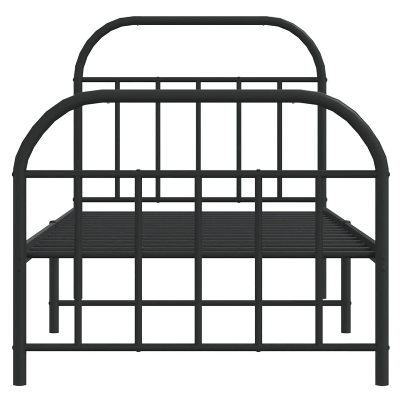 vidaXL fekete fém ágykeret fej- és lábtámlával 90 x 190 cm