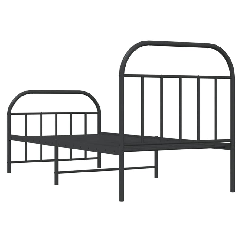 vidaXL fekete fém ágykeret fej- és lábtámlával 90 x 190 cm