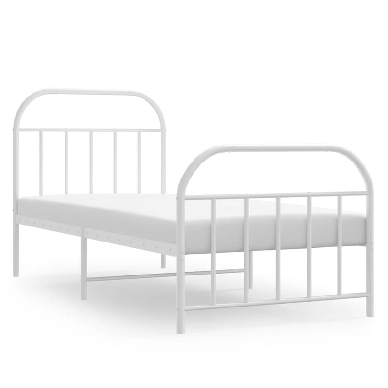 vidaXL fehér fém ágykeret fej- és lábtámlával 90 x 190 cm