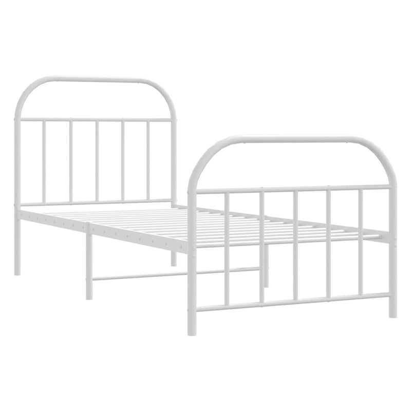 vidaXL fehér fém ágykeret fej- és lábtámlával 90 x 190 cm