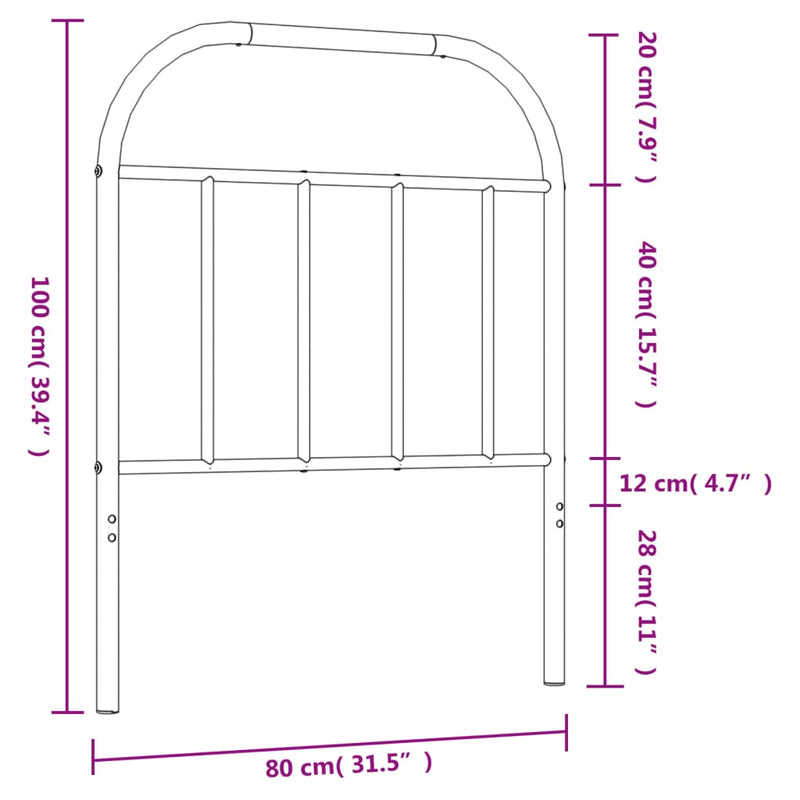 vidaXL fehér fém fejtámla 75 cm