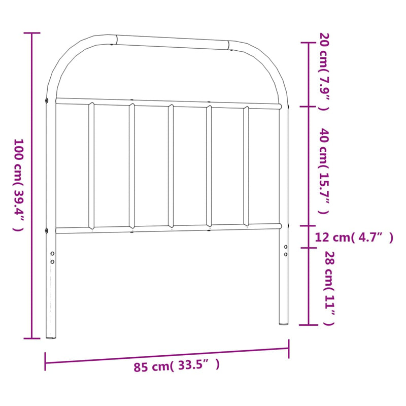 vidaXL fehér fém fejtámla 80 cm