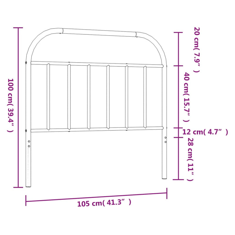 vidaXL fehér fém fejtámla 100 cm