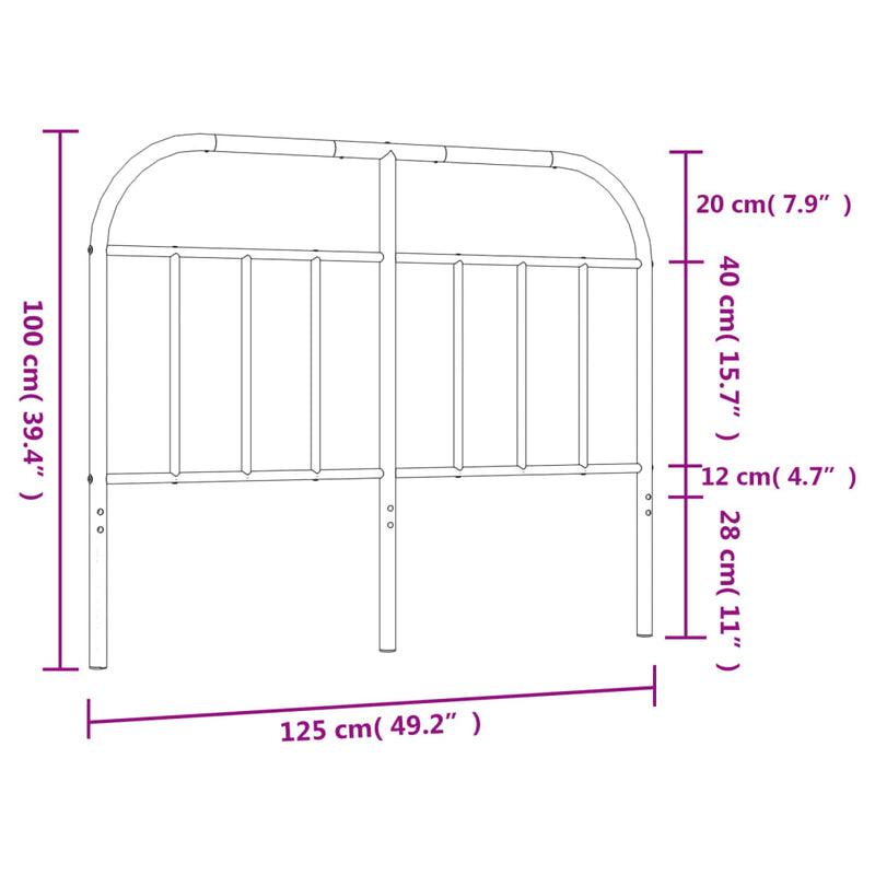 vidaXL fehér fém fejtámla 120 cm