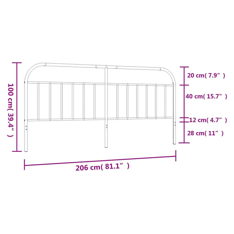 vidaXL fehér fém fejtámla 200 cm