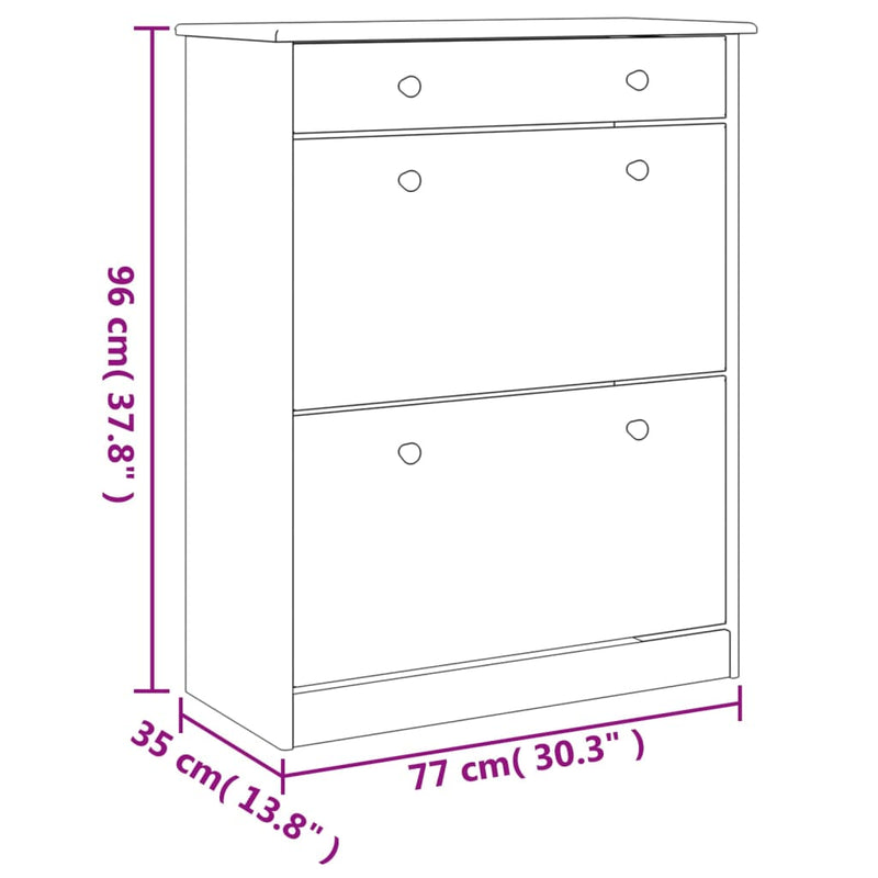 vidaXL ALTA fehér tömör fenyőfa cipőszekrény 77x35x96 cm