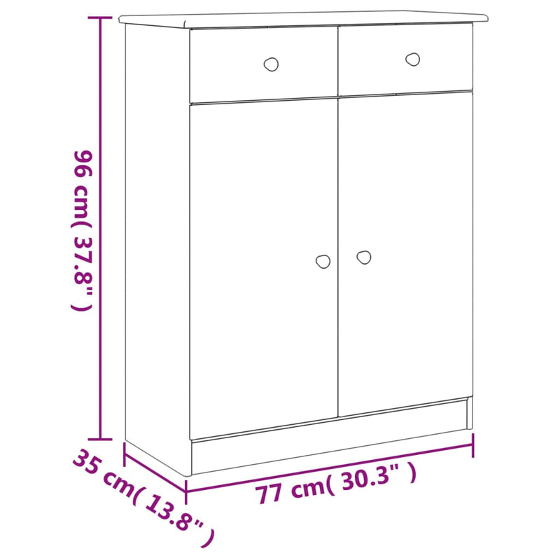 vidaXL ALTA fehér tömör fenyőfa cipőszekrény 77x35x96 cm