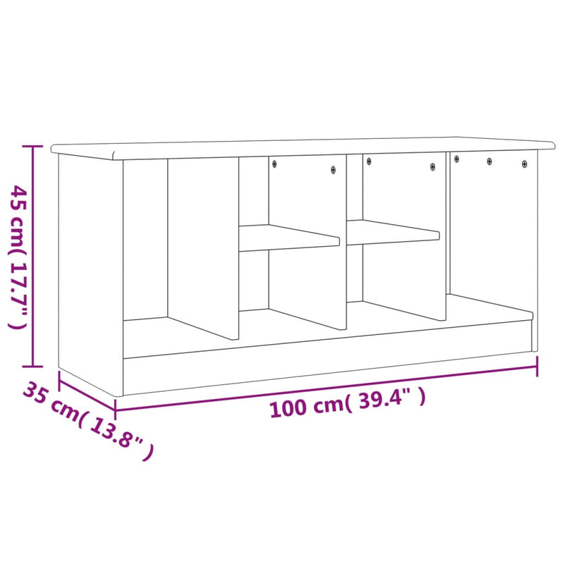 vidaXL ALTA fehér tömör fenyőfa cipőszekrény 100x35x45 cm