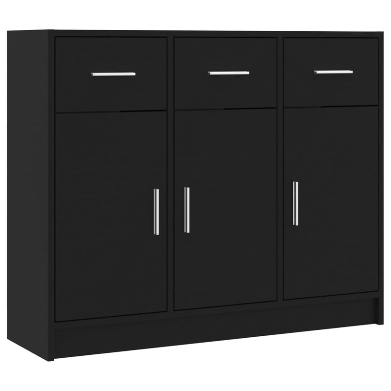 vidaXL fekete szerelt fa tálalószekrény 91x28x75 cm