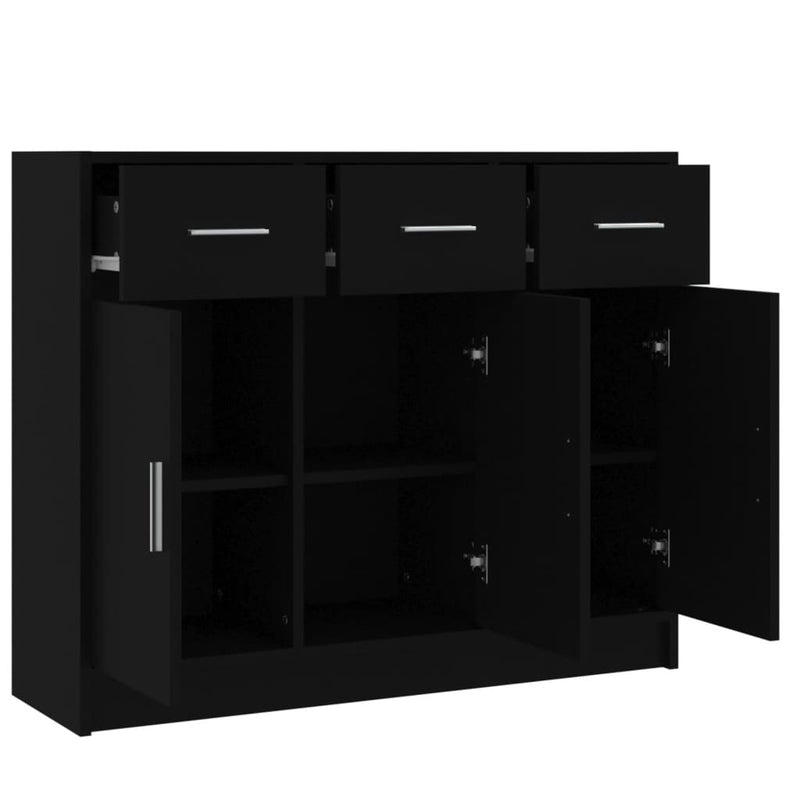 vidaXL fekete szerelt fa tálalószekrény 91x28x75 cm