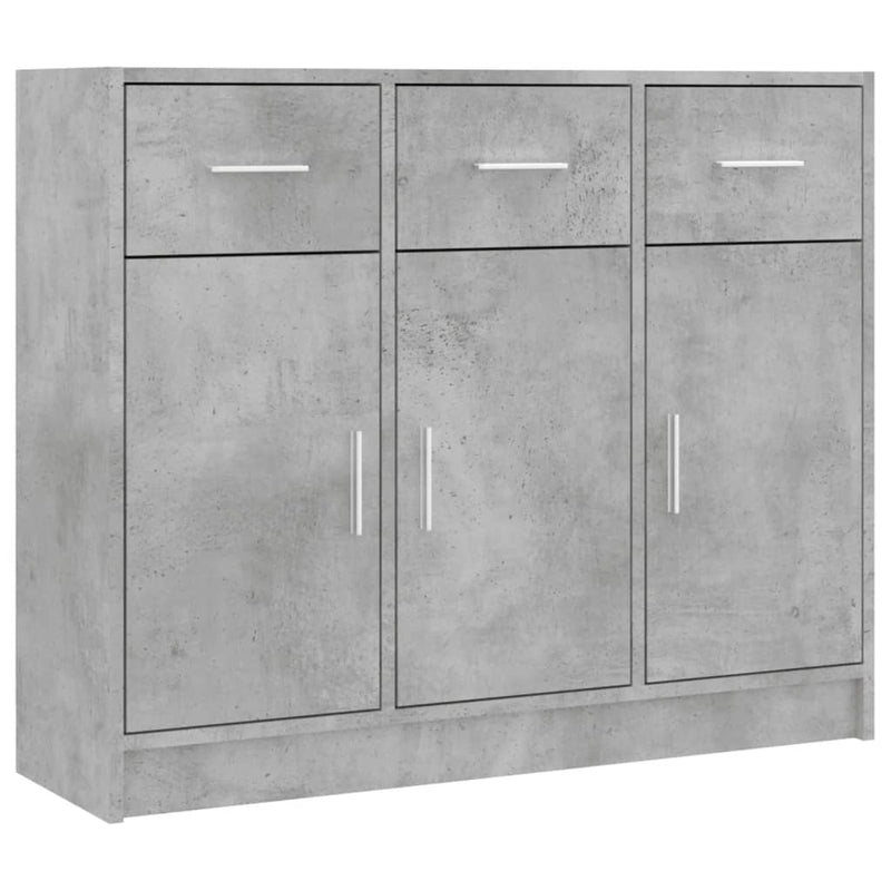 vidaXL betonszürke szerelt fa tálalószekrény 91x28x75 cm