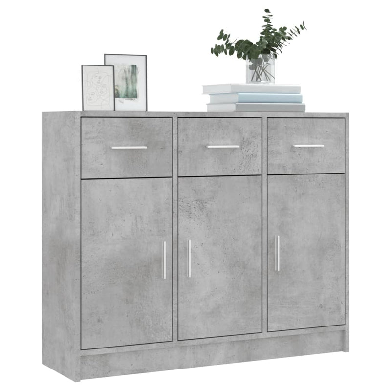 vidaXL betonszürke szerelt fa tálalószekrény 91x28x75 cm