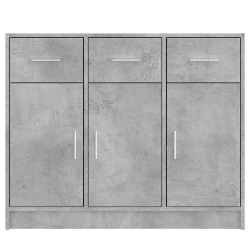 vidaXL betonszürke szerelt fa tálalószekrény 91x28x75 cm