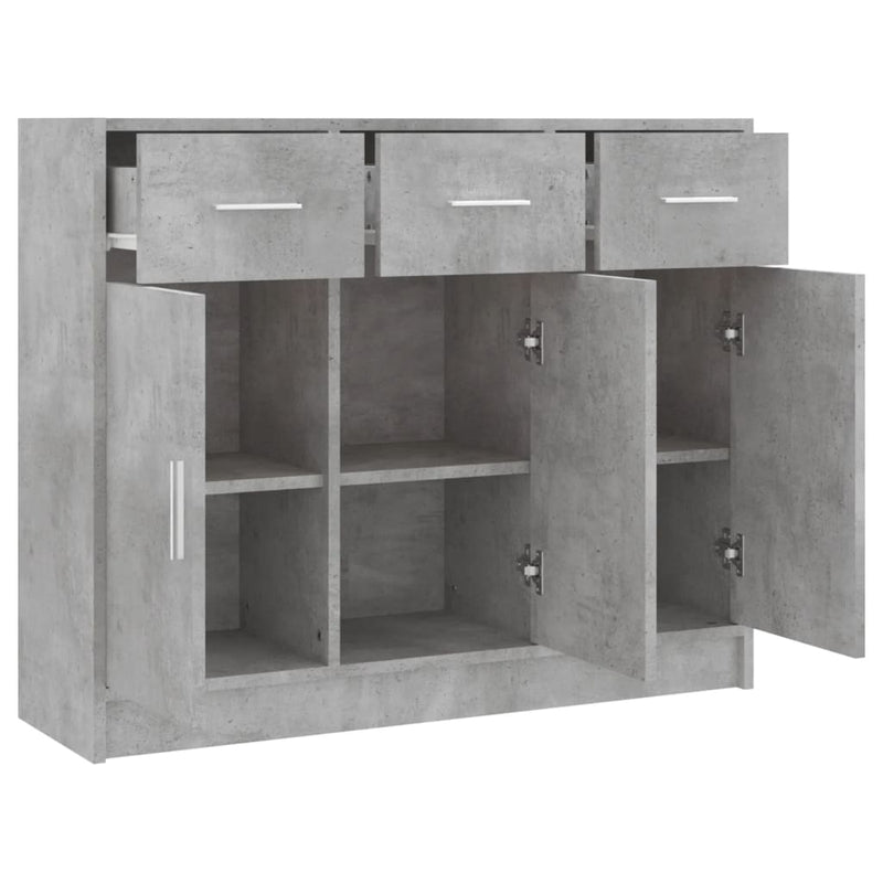 vidaXL betonszürke szerelt fa tálalószekrény 91x28x75 cm