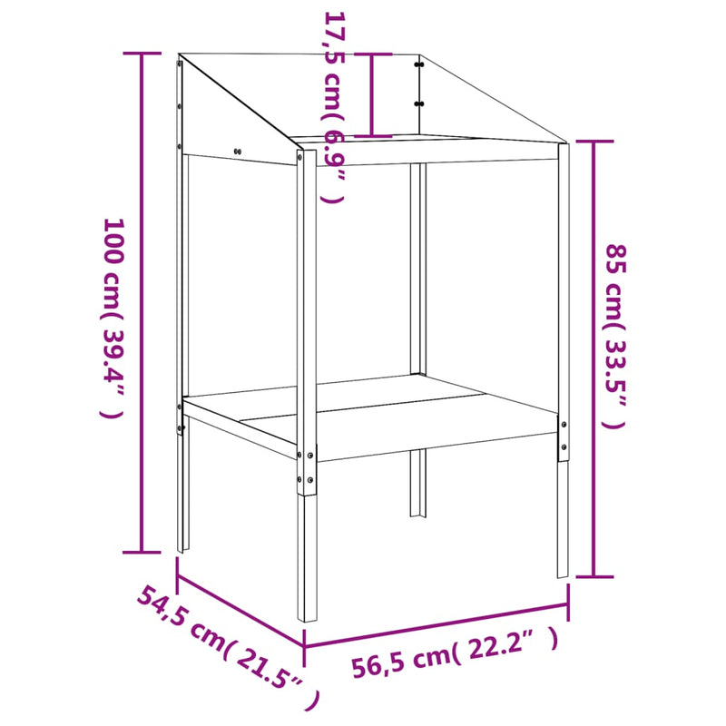 vidaXL antracitszürke horganyzott acél növénytartó 56,5x54,5x100 cm
