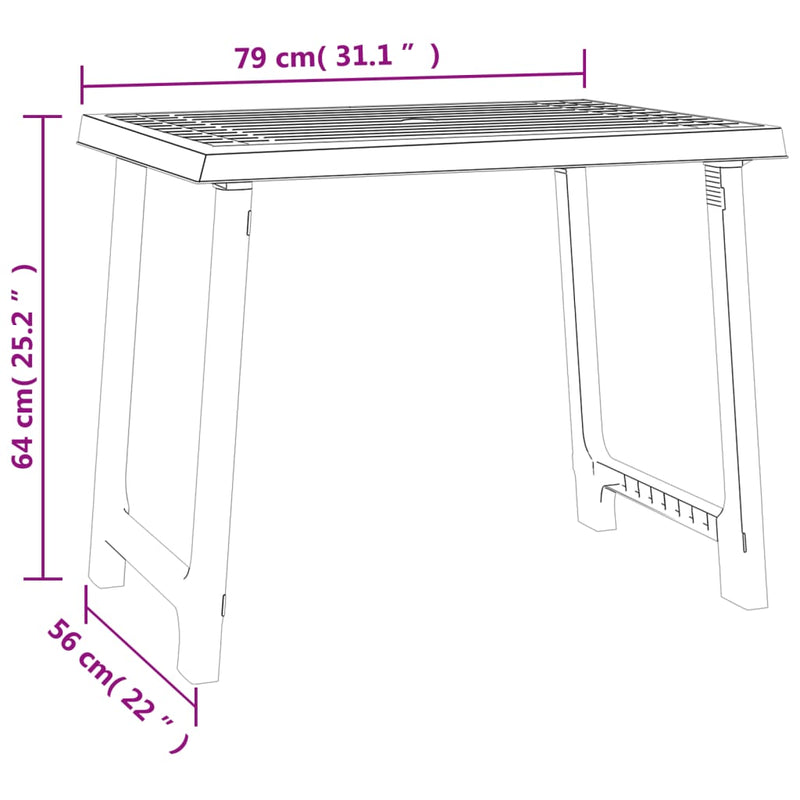 vidaXL antracitszürke fa hatású PP kempingasztal 79x56x64 cm