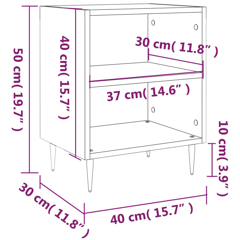 vidaXL 2 db betonszürke szerelt fa éjjeliszekrény 40x30x50 cm