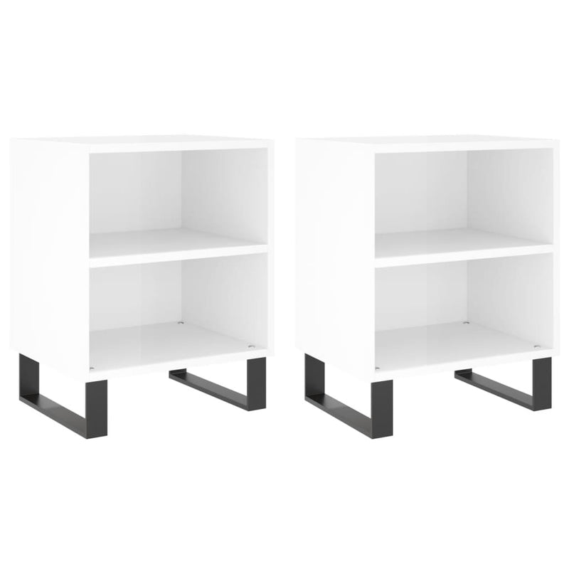 vidaXL 2 db magasfényű fehér szerelt fa éjjeliszekrény 40x30x50 cm