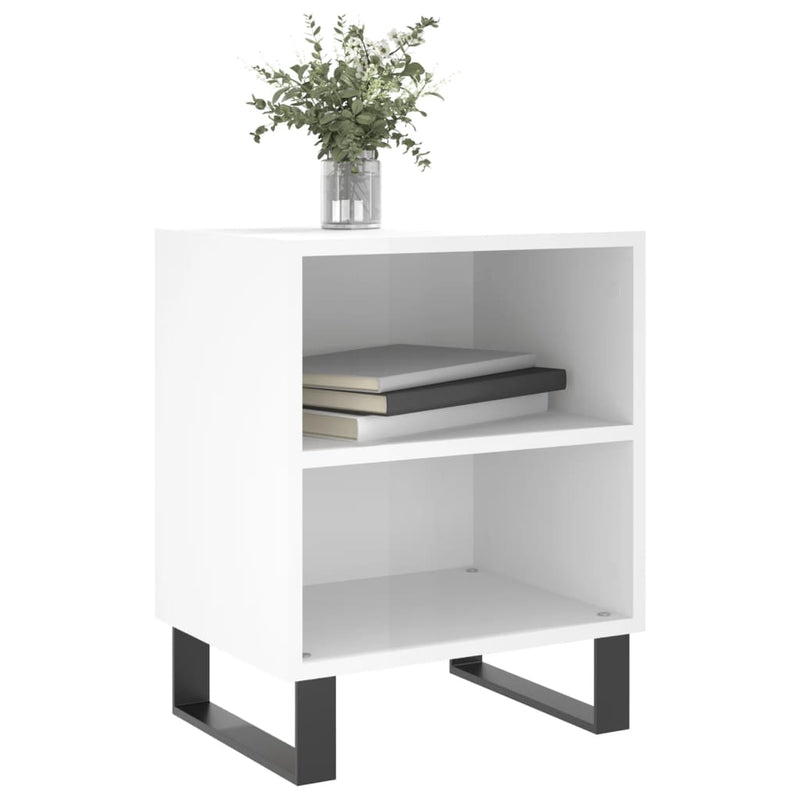 vidaXL 2 db magasfényű fehér szerelt fa éjjeliszekrény 40x30x50 cm
