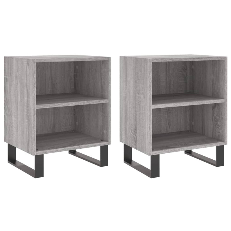 vidaXL 2 db szürke-sonoma színű szerelt fa éjjeliszekrény 40x30x50 cm