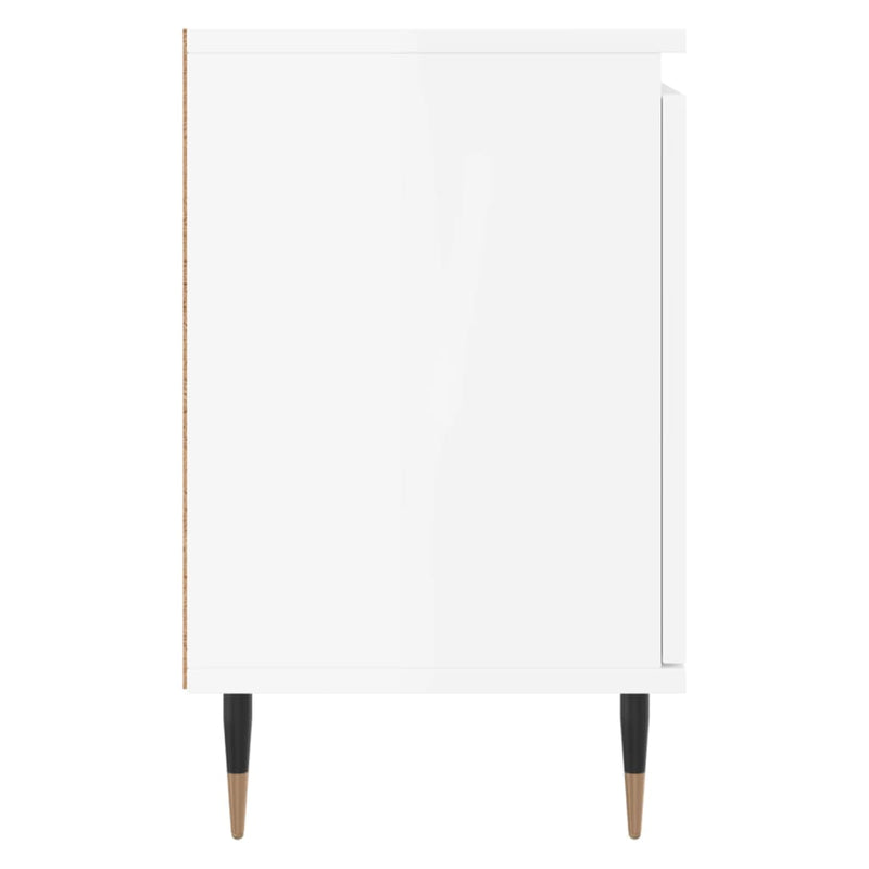 vidaXL magasfényű fehér szerelt fa éjjeliszekrény 40x30x50 cm