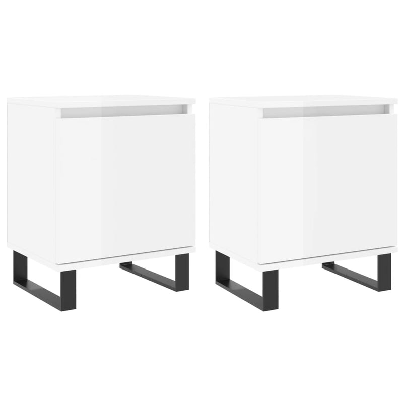 vidaXL 2 db magasfényű fehér szerelt fa éjjeliszekrény 40x30x50 cm