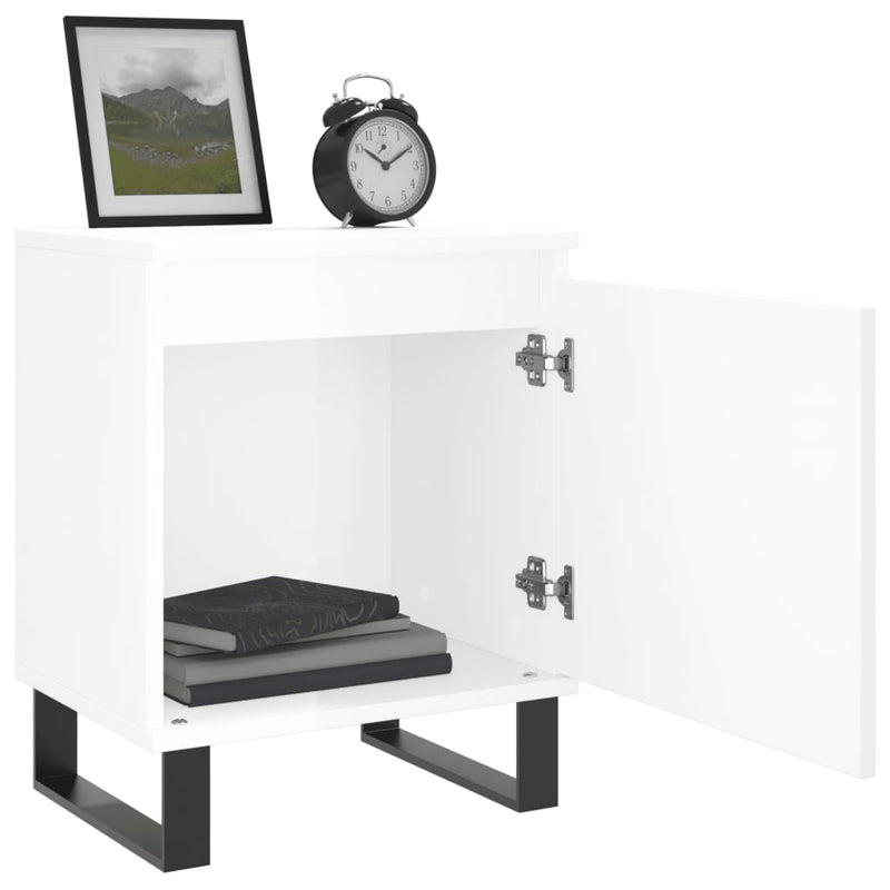 vidaXL 2 db magasfényű fehér szerelt fa éjjeliszekrény 40x30x50 cm