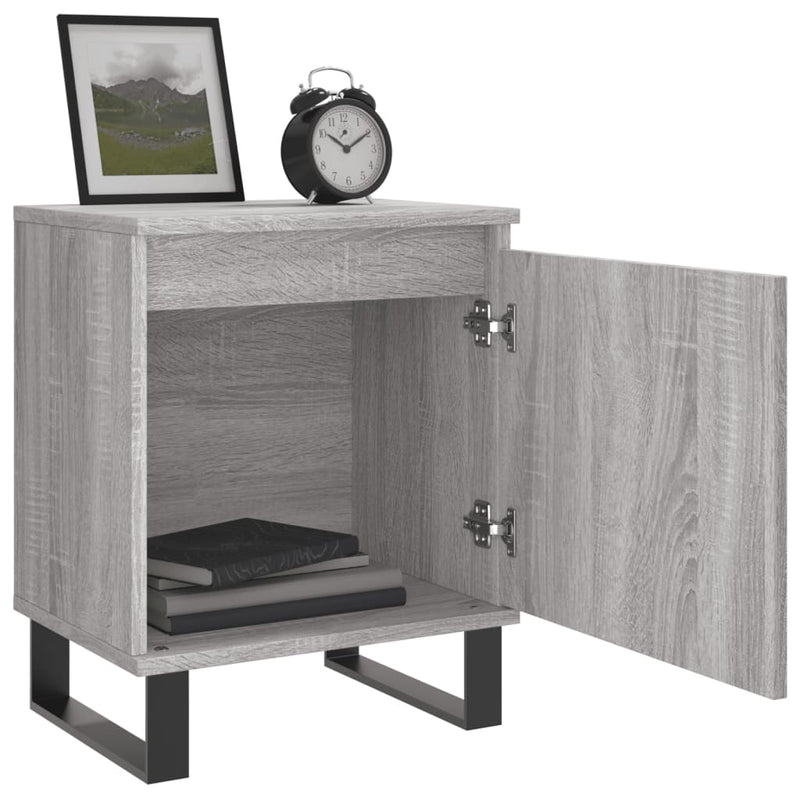 vidaXL 2 db szürke-sonoma színű szerelt fa éjjeliszekrény 40x30x50 cm