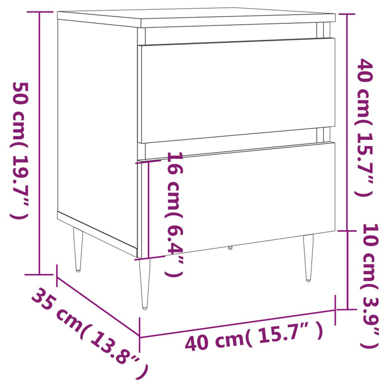 vidaXL 2 db barna tölgyszínű éjjeliszekrény 40 x 35 x 50 cm