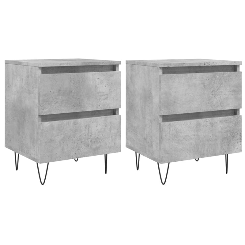 vidaXL 2 db betonszürke szerelt fa éjjeliszekrény 40 x 35 x 50 cm