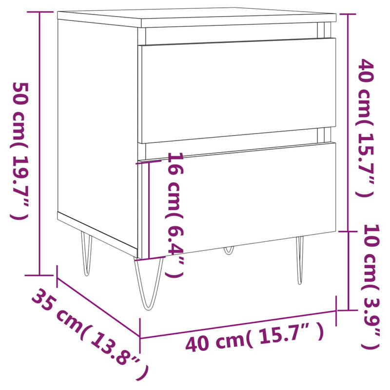 vidaXL 2 db betonszürke szerelt fa éjjeliszekrény 40 x 35 x 50 cm