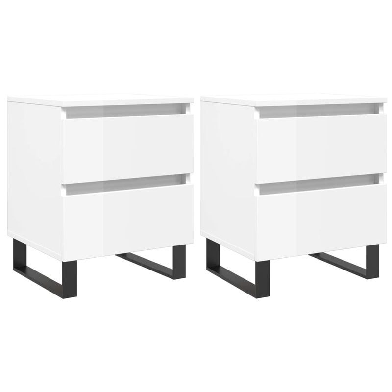 vidaXL 2 db magasfényű fehér szerelt fa éjjeliszekrény 40x35x50 cm