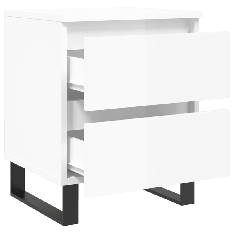 vidaXL 2 db magasfényű fehér szerelt fa éjjeliszekrény 40x35x50 cm
