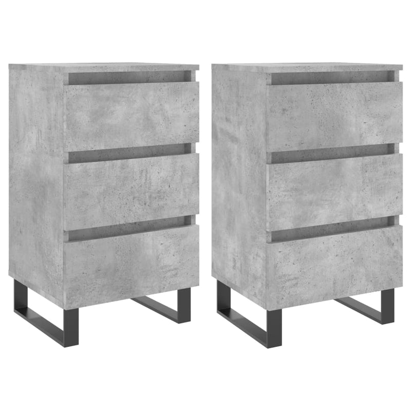 vidaXL 2 db betonszürke szerelt fa éjjeliszekrény 40x35x69 cm