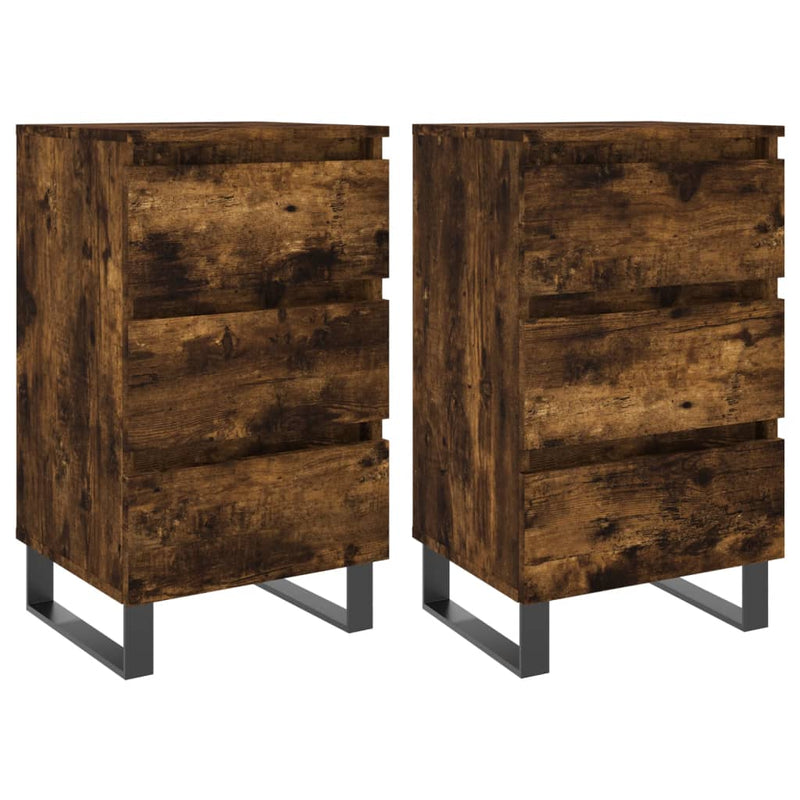 vidaXL 2 db füstös tölgy színű szerelt fa éjjeliszekrény 40x35x69 cm