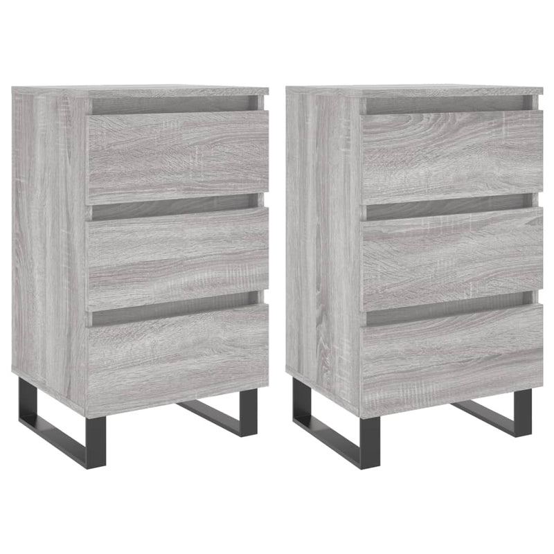 vidaXL 2 db szürke sonoma színű szerelt fa éjjeliszekrény 40x35x69 cm