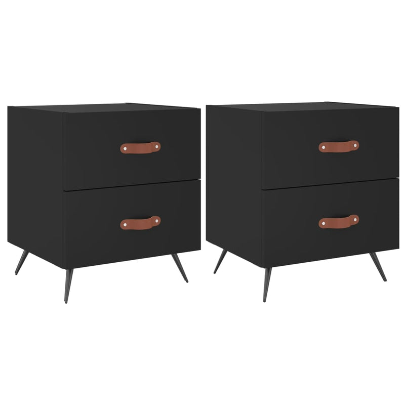 vidaXL 2 db fekete szerelt fa és vas éjjeliszekrény 40 x 35 x 47,5 cm