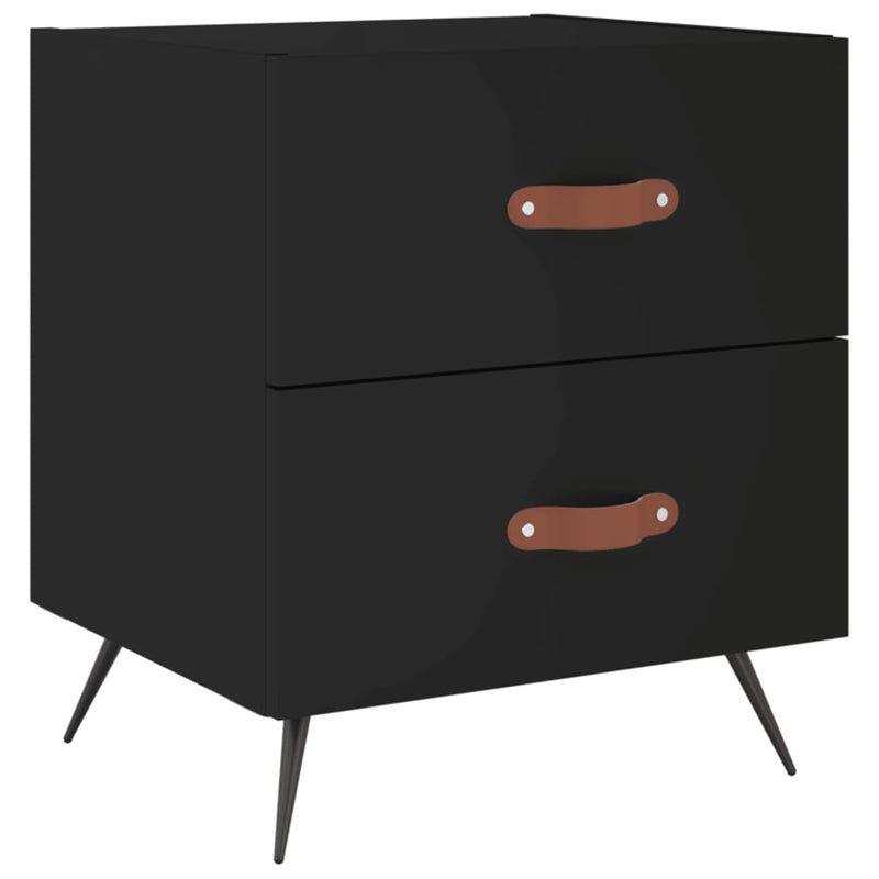 vidaXL 2 db fekete szerelt fa és vas éjjeliszekrény 40 x 35 x 47,5 cm