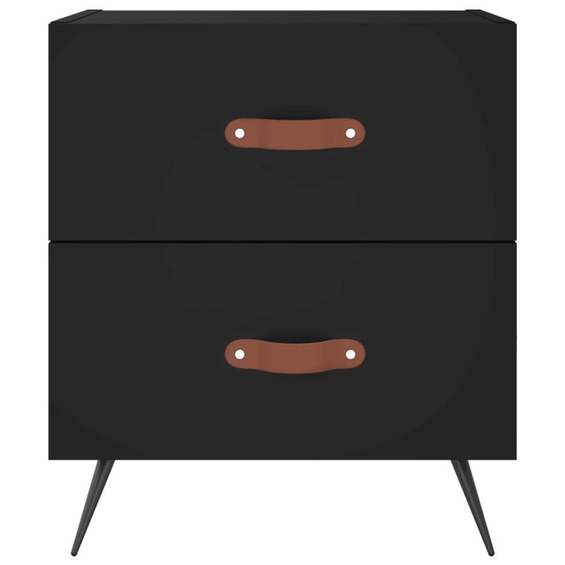 vidaXL 2 db fekete szerelt fa és vas éjjeliszekrény 40 x 35 x 47,5 cm