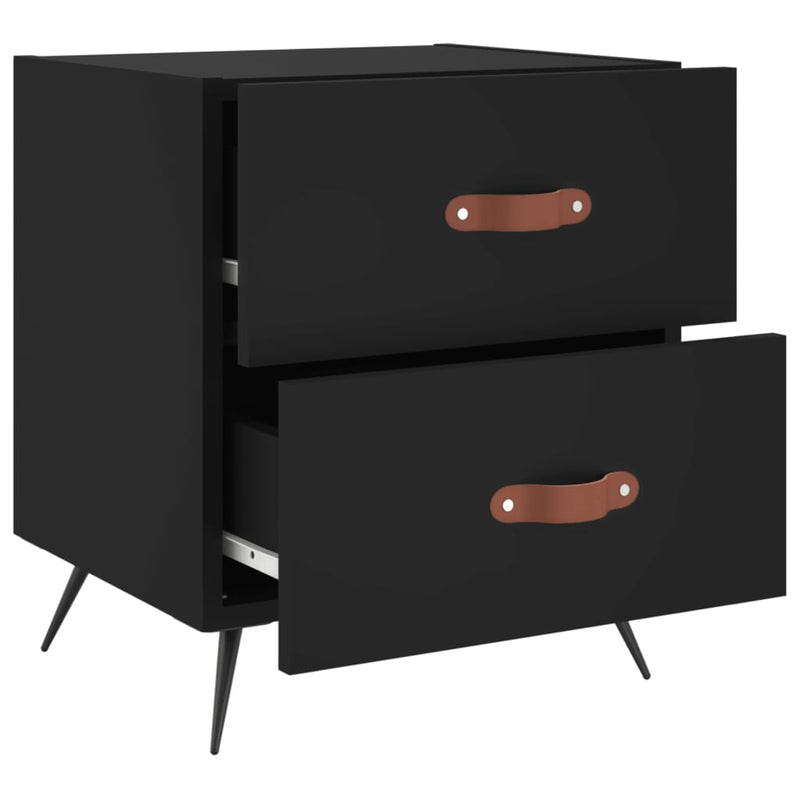 vidaXL 2 db fekete szerelt fa és vas éjjeliszekrény 40 x 35 x 47,5 cm