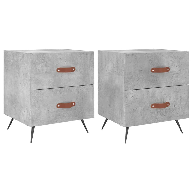 vidaXL 2 db betonszürke szerelt fa éjjeliszekrény 40 x 35 x 47,5 cm