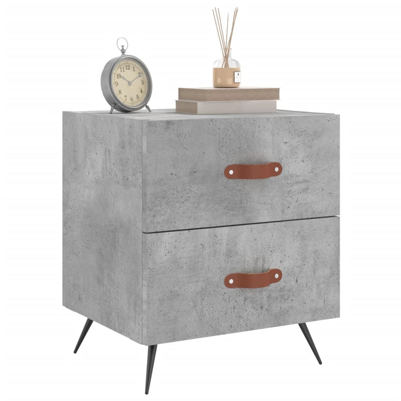 vidaXL 2 db betonszürke szerelt fa éjjeliszekrény 40 x 35 x 47,5 cm