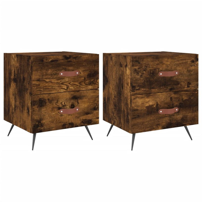 vidaXL 2 db füstös tölgy színű szerelt fa éjjeliszekrény 40x35x47,5 cm