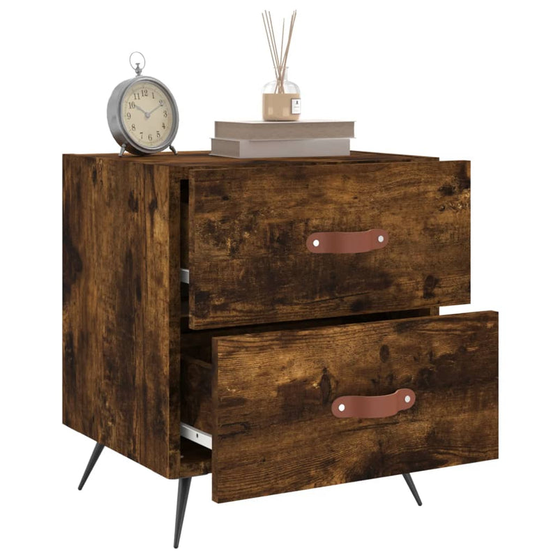 vidaXL 2 db füstös tölgy színű szerelt fa éjjeliszekrény 40x35x47,5 cm