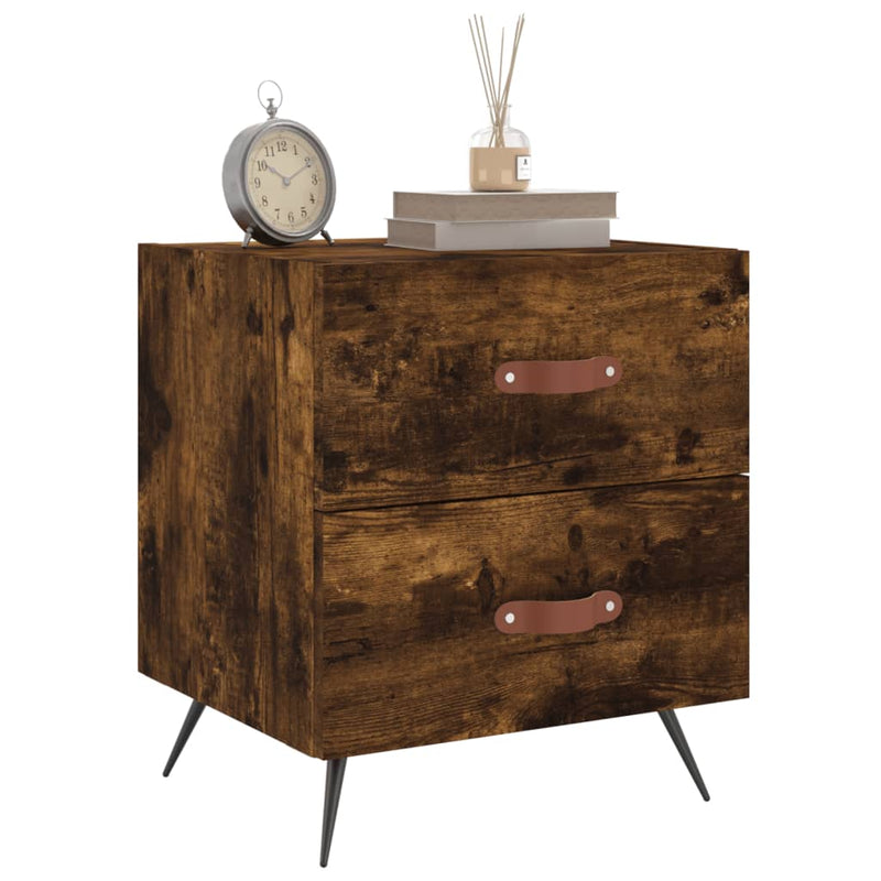 vidaXL 2 db füstös tölgy színű szerelt fa éjjeliszekrény 40x35x47,5 cm