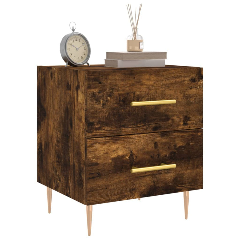 vidaXL 2 db füstös tölgy színű szerelt fa éjjeliszekrény 40x35x47,5 cm