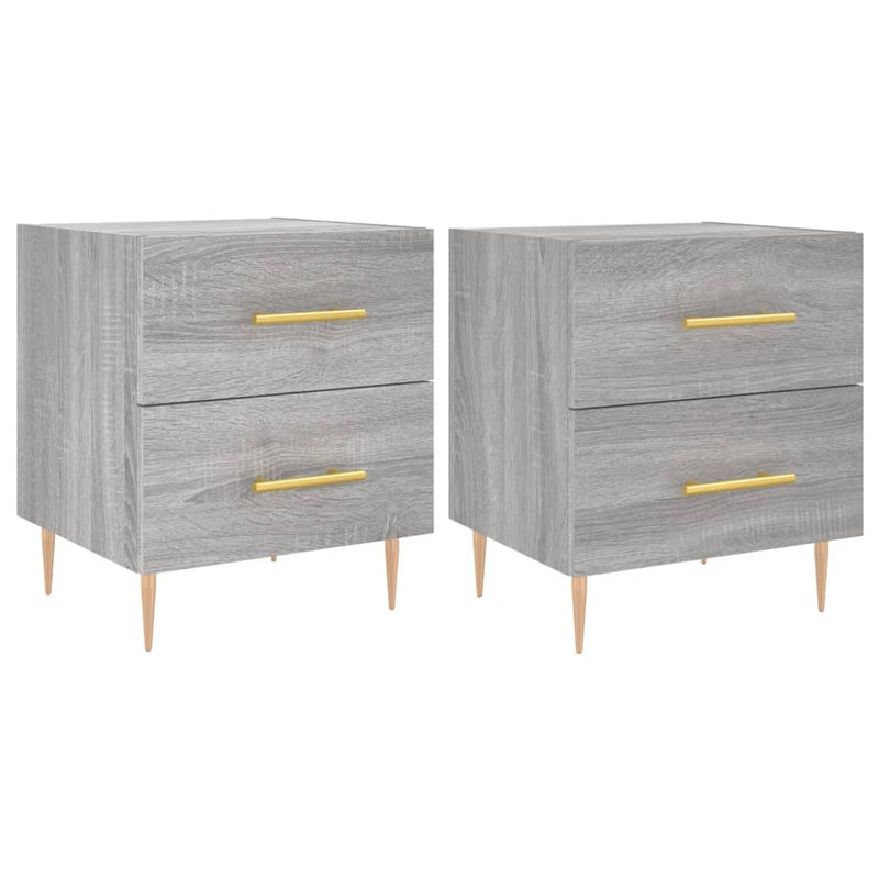 vidaXL 2 db szürke sonoma színű szerelt fa éjjeliszekrény 40x35x47,5cm